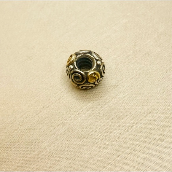 EUC Pandora 790414 Sterling Silver w/ 14k Yellow Gold Rose Bud Bead - Picture 11 of 13
